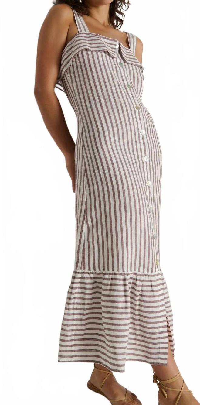 NEW NATION LTD amalia midi dress in praline stripe